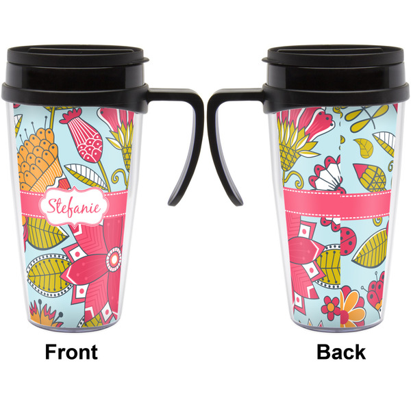 Wild Flowers Travel Mug with Black Handle - Approval
