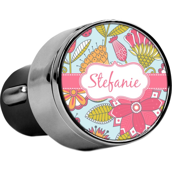 Custom Wild Flowers USB Car Charger (Personalized)