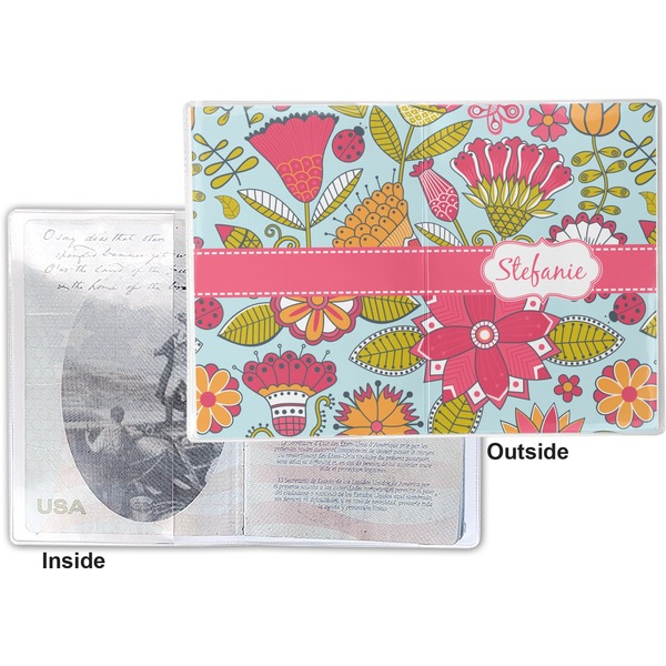 Wild Flowers Vinyl Passport Holder - Flat Front and Back