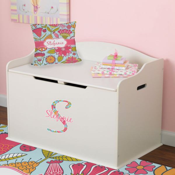 Wild Flowers Wall Name & Initial Small on Toy Chest