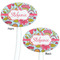 Wild Flowers White Plastic 7" Stir Stick - Double Sided - Oval - Front & Back