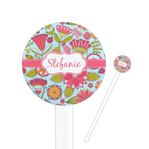 Custom Wild Flowers Round Plastic Stir Sticks (Personalized)