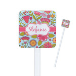 Wild Flowers Square Plastic Stir Sticks (Personalized)