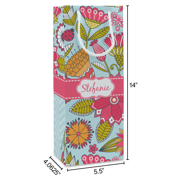 Wild Flowers Wine Gift Bag - Dimensions