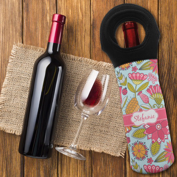 Wild Flowers Wine Tote Bag - FLATLAY