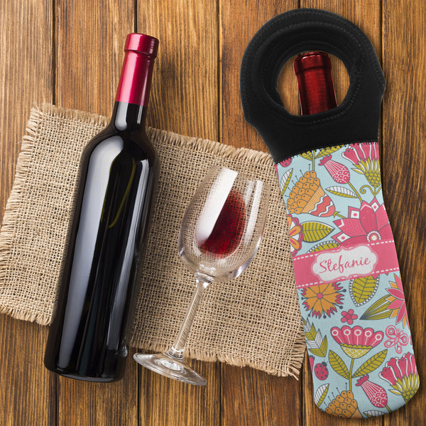Wild Flowers Wine Tote Bag - FLATLAY