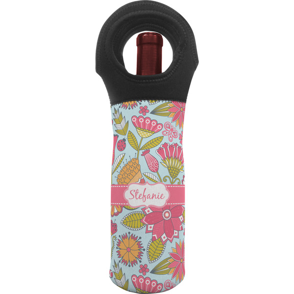 Custom Wild Flowers Wine Tote Bag (Personalized)
