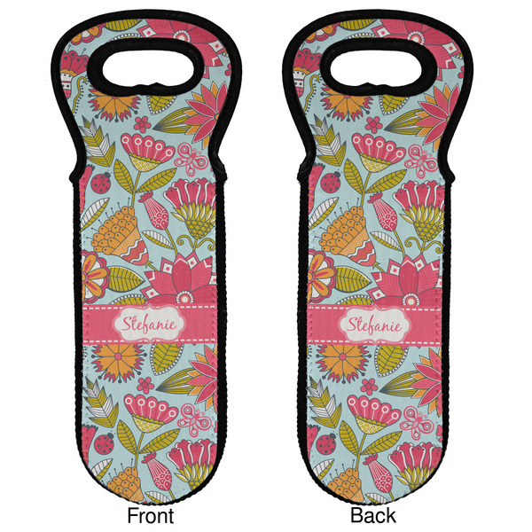 Wild Flowers Wine Tote Front & Back