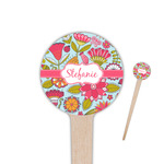 Wild Flowers 4" Round Wooden Food Picks - Single Sided (Personalized)