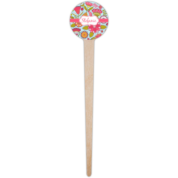 Wild Flowers Wooden 4" Food Pick - Round - Single Pick
