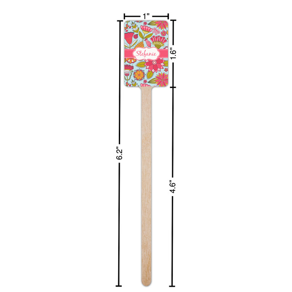 Wild Flowers Wooden 6.25" Stir Stick - Rectangular - Dimensions