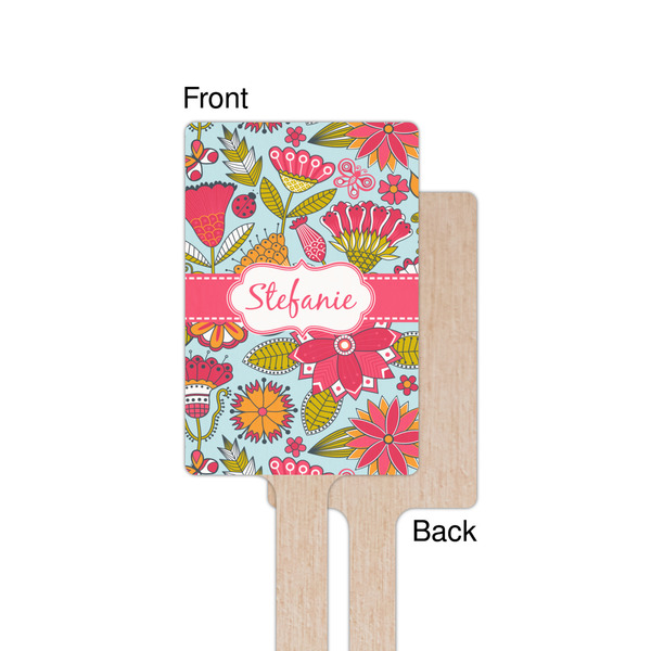 Wild Flowers Wooden 6.25" Stir Stick - Rectangular - Single - Front & Back