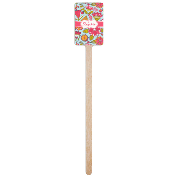 Wild Flowers Wooden 6.25" Stir Stick - Rectangular - Single Stick