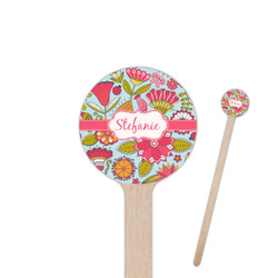 Wild Flowers 6" Round Wooden Stir Sticks - Double Sided (Personalized)