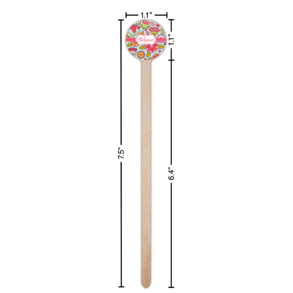Wild Flowers Wooden 7.5" Stir Stick - Round - Dimensions