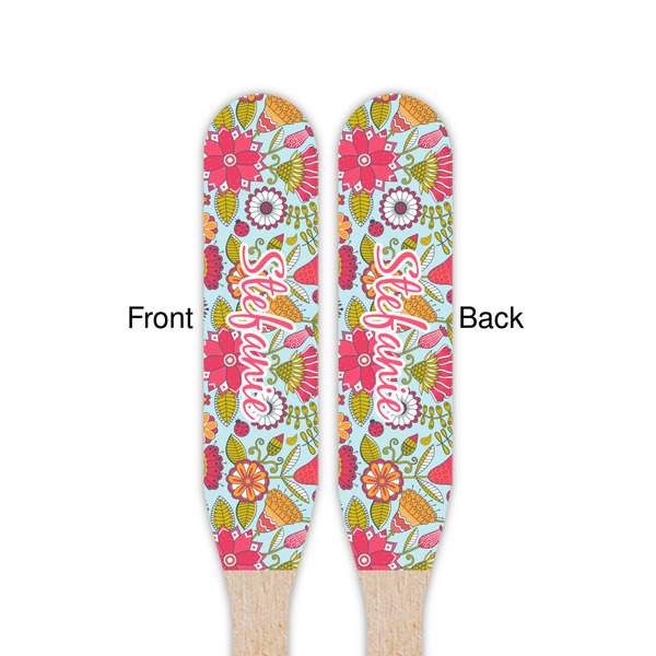 Wild Flowers Wooden Food Pick - Paddle - Double Sided - Front & Back