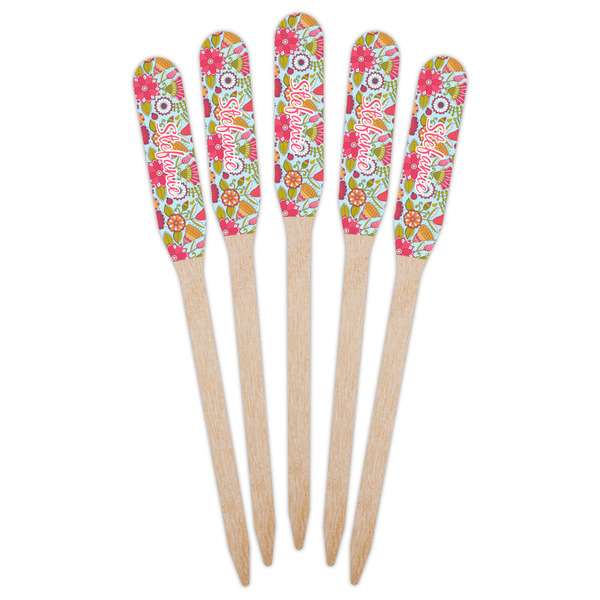 Wild Flowers Wooden Food Pick - Paddle - Fan View