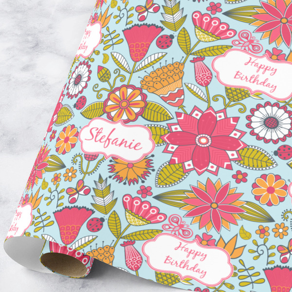 Custom Wild Flowers Wrapping Paper Roll - Large (Personalized)