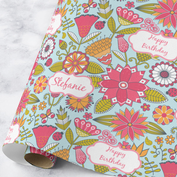 Custom Wild Flowers Wrapping Paper Roll - Large - Matte (Personalized)
