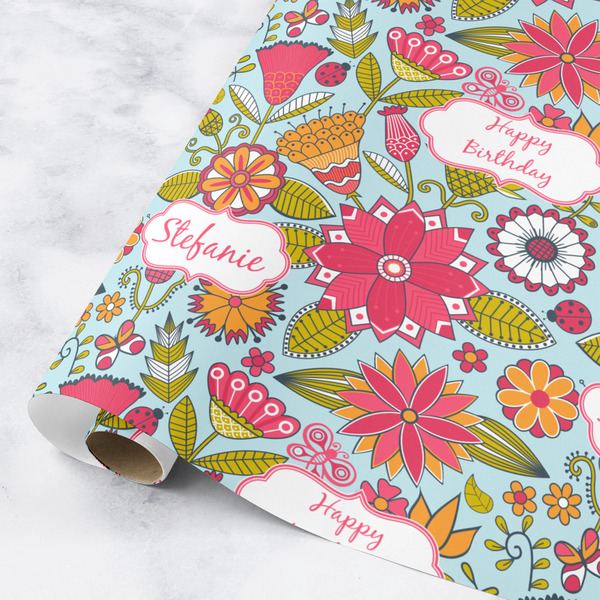 Custom Wild Flowers Wrapping Paper Roll - Medium (Personalized)