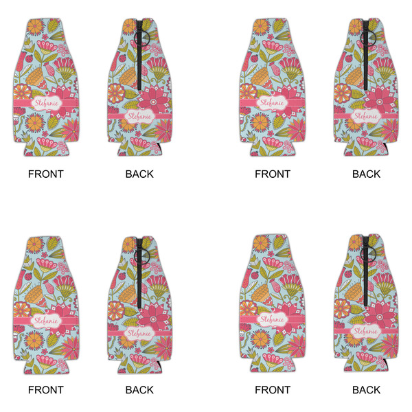 Wild Flowers Zipper Bottle Cooler - Set of 4 - APPROVAL