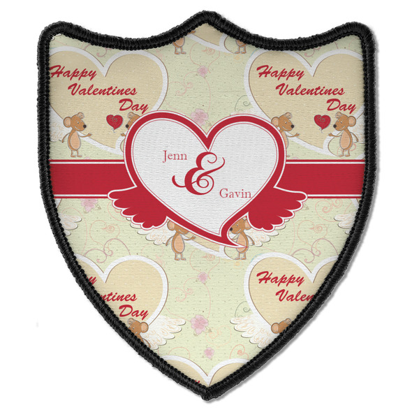 Custom Mouse Love Iron On Shield Patch B w/ Couple's Names