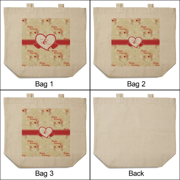 Mouse Love 3 Reusable Cotton Grocery Bags - Front & Back View