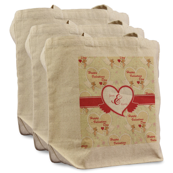 Custom Mouse Love Reusable Cotton Grocery Bags - Set of 3 (Personalized)