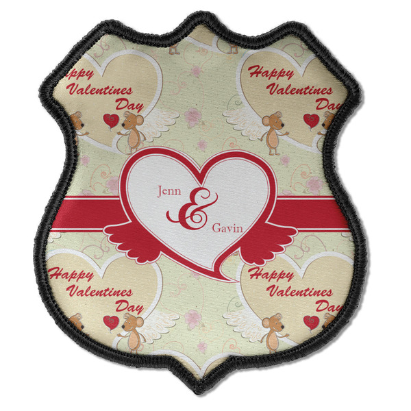 Custom Mouse Love Iron On Shield Patch C w/ Couple's Names