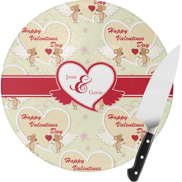 Custom Mouse Love Round Glass Cutting Board - Small (Personalized)