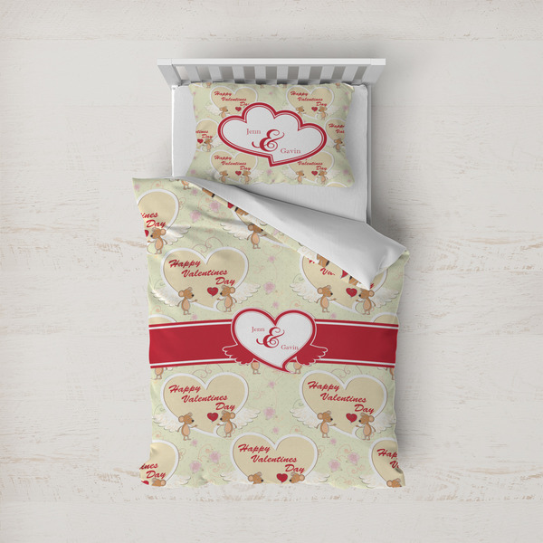 Custom Mouse Love Duvet Cover Set - Twin (Personalized)