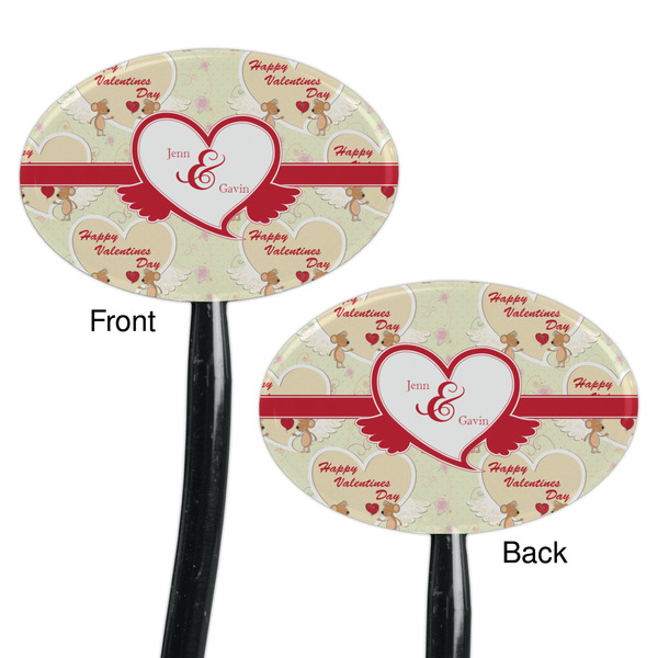 Mouse Love Black Plastic 7" Stir Stick - Double Sided - Oval - Front & Back