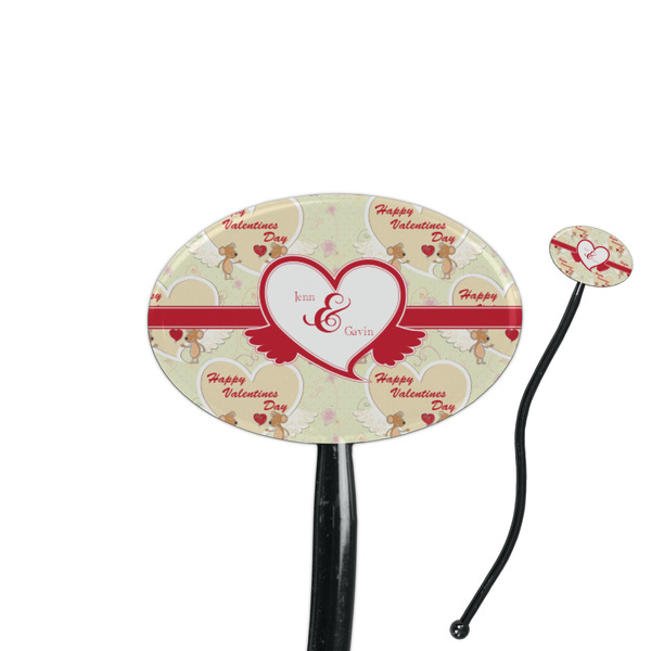 Custom Mouse Love 7" Oval Plastic Stir Sticks - Black - Double Sided (Personalized)