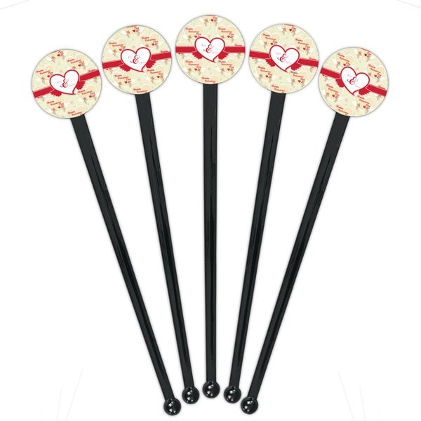 Mouse Love Black Plastic 7" Stir Stick - Round - Fan View