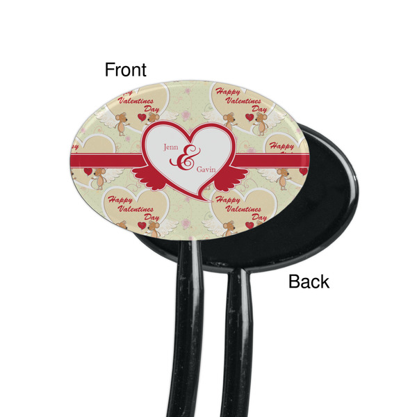 Mouse Love Black Plastic 7" Stir Stick - Single Sided - Oval - Front & Back