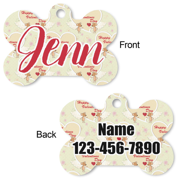 Mouse Love Bone Shaped Dog Tag - Front & Back