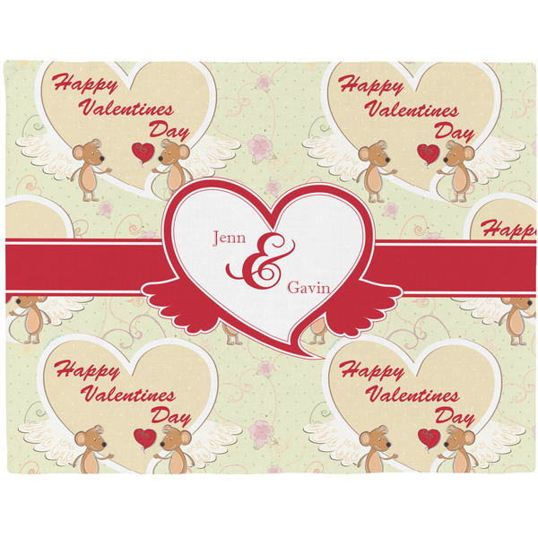 Custom Mouse Love Woven Fabric Placemat - Twill w/ Couple's Names