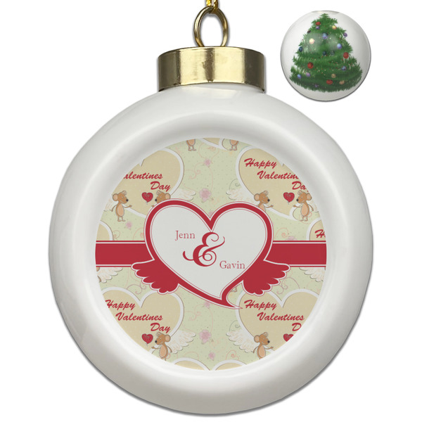 Custom Mouse Love Ceramic Ball Ornament - Christmas Tree (Personalized)