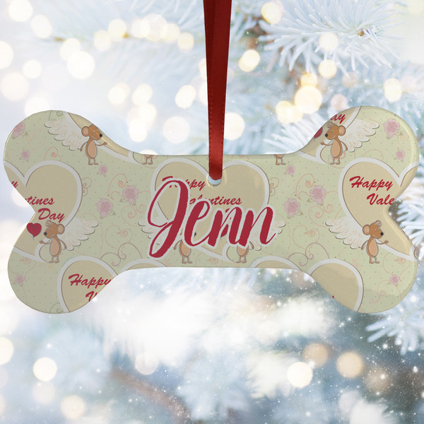 Custom Mouse Love Ceramic Dog Ornament w/ Couple's Names