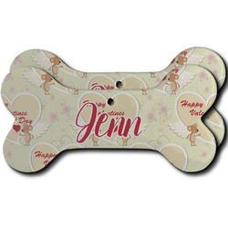 Mouse Love Ceramic Dog Ornament - Front & Back w/ Couple's Names