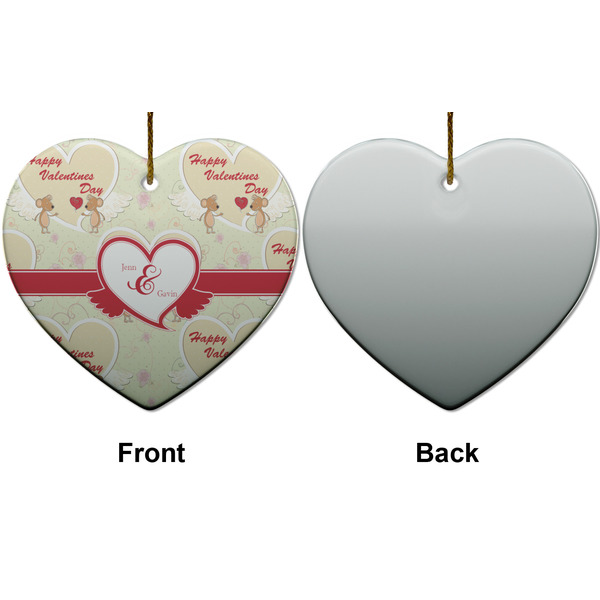 Mouse Love Ceramic Flat Ornament - Heart Front & Back (APPROVAL)