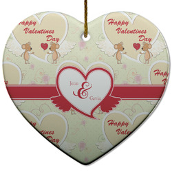 Mouse Love Heart Ceramic Ornament w/ Couple's Names