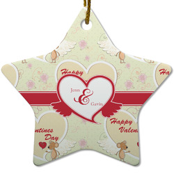 Mouse Love Star Ceramic Ornament w/ Couple's Names