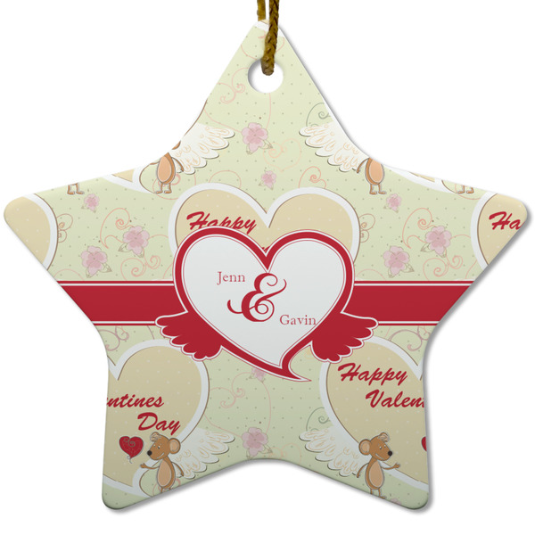 Custom Mouse Love Star Ceramic Ornament w/ Couple's Names