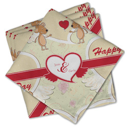 Mouse Love Cloth Cocktail Napkins - Set of 4 w/ Couple's Names