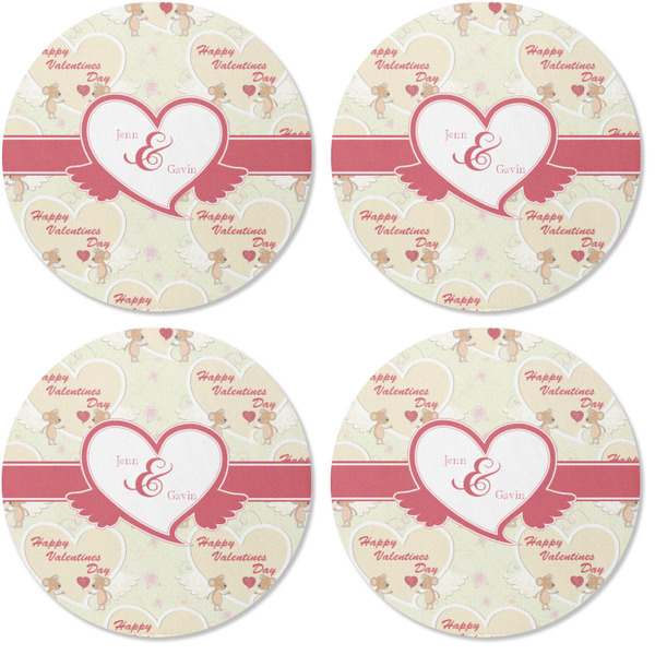 Mouse Love Coaster Round Rubber Back - Apvl