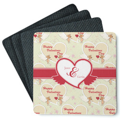 Mouse Love Square Rubber Backed Coasters - Set of 4 (Personalized)