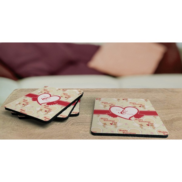 Mouse Love Coaster Rubber Back - On Coffee Table