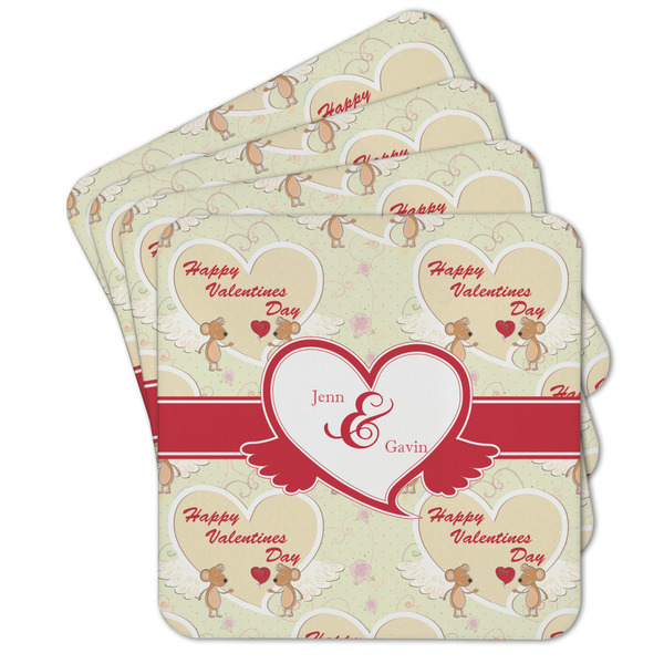 Custom Mouse Love Cork Coaster - Set of 4 w/ Couple's Names