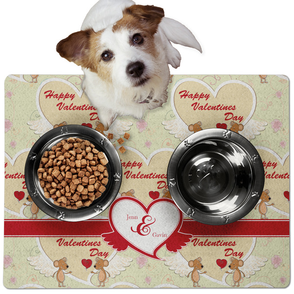 Custom Mouse Love Dog Food Mat - Medium w/ Couple's Names